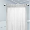 Shower Curtains Curtain Rod Window Stainless Steel Pole Matte Black Curved Tension Adjustable Resin Spring 24-36