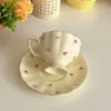 Mugs Ceramic Tea Cups Plate Set Exquisite Afternoon Coffee Cup Cream Color High Beauty Household Mug Birthday Gift 250ml