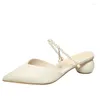 Scarpe eleganti Linea di perle con sandali con tacco alto a punta Donna 2024 Abbigliamento estivo di piccole dimensioni spesse