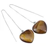 Dangle Earrings Natural Amethyst Long Linear Chain Ear Line Love Heart Crystal Stone Threader Earring Tassel Drop Women Jewelry