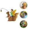 Trädgårdsdekorationer Flower Fairy Riding Squirrel Staty Elf Sculpture Crafts Harts Ornament Delicate Realistic Outdoor