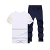 Homens Tracksuits Verão Homens Esporte Tracksuit Impresso Slim Cool Mangas Curtas T-shirt com Corredores Calças Casual Terno Gota Entrega Appa Dh9Nj