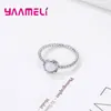 Anneaux de cluster élégant rond coupe opale bague mode blanc cz bijoux de mariage 925 en argent sterling promesse de fiançailles pour femme