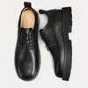 Casual Shoes 2024 S/s Trend British Street Style Teenagers Leather Height Increasing For Men Daily Party Dress Black Hombre Luxury