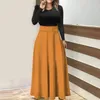 Casual Kleider Frauen Solide Langarm Rundhals Kleid Große Schaukel Patchwork Sommerkleid Tunika Taille Lose Vestido Für Herbst