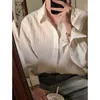 Camisas casuais masculinas estilo coreano cor sólida sem ferro homens de mangas compridas primavera high-end botão oculto tendência nicho textura camisa