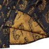 Camicia da uomo Paisley in oro nero Camicie a maniche Lg casual per uomo Camicia da ufficio Busin Slim Fit Uomo Camicie da uomo Abbigliamento 65ba #