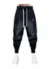 Jeans Harem pour hommes japonais Harajuku marque de luxe Baggy Hip Hop Streetwear nouveau dans le pantalon de rue coréen noir populaire m1In #