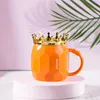 Cups Saucers Cup With Lid Spoon 430ml Japanese Style Creative Pink Crown Mug Cute Girl Ceramic Custom Coffee Couple Water