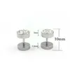 Stud Earrings 1Pair Black/Silver Color Men Barbell Punk Ear Studs Trendy Round Stainless Steel Crystal Rhinestone For