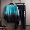 Männer Casual Zweiteiler Anzug Männer Farbverlauf Ctrast Farbe Trainingsanzug Set mit Loose Fit Top Elastische Taille Hosen für Hip Hop Sport c1rB #