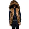 Gilets pour hommes Mode Hiver Hommes Poilu Fausse Fourrure Gilet À Capuche Épaissir Chaud Gilets Manteau Sans Manches Vestes D'extérieur Plus La Taille D Dhzku