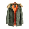 N-3B 겨울 알래스카 코트 남자 모피 후드 슬림 핏 두꺼운 파카 패딩 군 재킷 추운 날씨 i5zs#