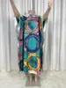 Women's Swimwear African2024 Saudi Arabian Scarf Loose Print Silk Maxi Dress Summer Beach Bohemian Robe Kaftan Kimono Short Sleeve C34