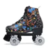 Inline rullskridskor kvinnor flickor lila 2 dubbel rad 4 hjul skridskor pu flash glidande quad sneakers träning 231128