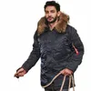 mgp jaqueta padrão de inverno masculino clássico n-3b parka para clima frio extremo impermeável removível pele sintética ao redor do capuz R8NP #