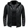 Mit kapuze PU Jacken Männer Biker Jacke Frühling Herbst Leder Jacke Mantel Männlich Fi Casual Schwarz PU Leder Mantel Große Größe 5XL n2hF #