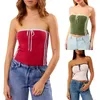 Tanks pour femmes Femmes Summer Knit Tube Tops Rayé Imprimer Cordon Bandeau Gilet Dos Nu Pour Streetwear Vêtements Esthétique