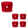 Housses de chaise rouge, chapeau de père noël, couverture de noël pour salle à manger, décoration de l'année 2024, livraison directe