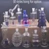 30Styles billigaste mini Glass Oil Burner Bong Water Pipes Honeycomb Recycler Dab Rig Handheld Bongs Ashcatcher Ice Hookah för rökning med 10 mm oljebrännare rör