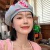 Berets Womens Liebe Herz Muster Denim Hut Japanischen Stil Süße Runde Top Hüte Mädchen Mode Künstler Maler Caps PO Prop