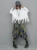 Pantaloni a due pezzi da donna Pullover lanterna in denim a righe a contrasto personalizzato personalizzato Top irregolare Set casual ampio primaverile