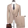 2023 FI Nya herrbutiksusin Slim Solid Color Set Set / Man Slim Fit Double Split Dr Blazers Jacket Pants Vest 00im#