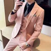 jackets+vest+pantsmen Pink Suits/Men Spring High Quality Groom's Wedding Dr/Male Slim Fit Fi Casual Tuxedo Men Blazers 20br#