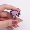 Axolotl Hexagon Enamel Pins Custom Cute Pink Kawaii Animal Brooch