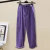 Calças femininas de duas peças estilo coreano outono roxo camisola de malha pulôver casual harun elegante conjunto rua