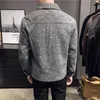 2023 autunno / inverno uomo polo collo giacca di lana Fi Slim Fit cappotto del vestito di alta qualità a quadri multi tasca giacca casual coreana T1DL #