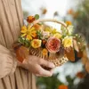 Paniers de rangement Panier d'arrangement inférieur demi-lune er panier tissé panier avec poignée mariage fleur fille paniers robuste pique-nique maison Decro