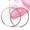 Stud Earrings 585 Purple Gold Plated 14K Rose Simple Shiny Hoop For Women Exaggerated Punk Style Fashion Party Jewelry Gift