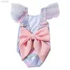 Costume da bagno intero per bambini Costume intero aperto sul retro Bowknot Costume da bagno decorato Tessuto metallizzato Tuta da bagno per bambina Abbigliamento da spiaggia per bambini Nuoto 24327