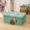 Bins Neue Kleine Cartoon Flamingo Passwort Sperren Lagerung Eisen Zinn Box Desktop Kosmetische Organizer Schmuck Karte Foto Kleinigkeiten Lagerung Box