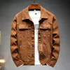 2023 Nouveau Printemps Automne Hommes Brown Denim Veste Fi Casual Cott Élasticité Slim Fit Jeans Manteau Mâle Marque Vêtements i5Qk #