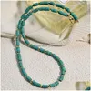 Chokers Turquesa Pedra Frisada Colar Moda Rodada Semente Beads Gargantilha para Feminino Clavícula Cadeia Mulheres Jóias Gota Entrega Necklac Otloc