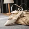 Scarpe eleganti Linea di perle con sandali con tacco alto a punta Donna 2024 Abbigliamento estivo di piccole dimensioni spesse