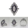 Anéis de cluster pedra azul para mulheres anel de noivado de casamento cor strass bague femme jóias de luxo