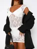 Robes de soirée femmes fée Vintage dentelle Mini robe Y2K sans manches transparent voir à travers court dos nu coupe basse moulante