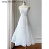 Casual Dresses Wedding Party Dress Simple ljusrosa korta prom spaghetti remmar Tiered Tulle klänningar Sweeheart -längd