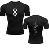 Men's T-Shirts Anime Mens Rashgard Tops Short Sleeve Second Skin Bodybuilding T-shirt Quick Compression Dry Adhesive Shirt Men 240327