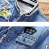 Fi Denim Veste À La Mode Hommes Jean Vestes Printemps Automne Casual Tops Col Montant Outwear Moto Cowboy Nouveau i5R6 #