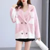 Women's Jackets Imitation Mink Velvet Coat Women Jacquard Autumn Winter Knitted Double-Sided Female Korean Knit Jacket