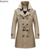 2024 Męska kurtka LG Trench Coats Spring Autumn British Style Busin Office Trench Solid Męska kurtka z podwójną piersią E59F#