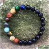 Beaded Blue Sandstone Beads Chains Bracelets For Women Men Eight Major Planets Milky Way Healing Crystals Stone Fashion Jewelry Drop Dhzdp