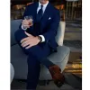 schicke blaue Nadelstreifenanzüge für Männer Fi Peak Revers Busin Casual Male Anzug Elegante Hochzeit Bräutigam Smoking Slim Fit 3-teiliges Set k3Zi #