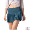 Skirts Tennis Women Golf Pleated Pantskirt Sports Fitness Shorts Pocket High Waist Yoga Running Skirt Gym Clothing Drop Delivery Dhsru