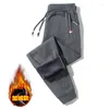 Męskie spodnie jesienne zima luźne pluszowe ciepłe ładunek sznurka moda hip -hop prosta rurka joggery potwierdzone męskie miseczne spodnie