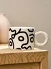 Mugs Nordic Creative Graffiti Face Ceramic Mug Breakfast Milk Cup Heat-Resistant Drinkware Afternoon Tea Flower Cups Gift